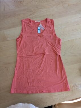 Coral Sleeveless Nursing Tank Top